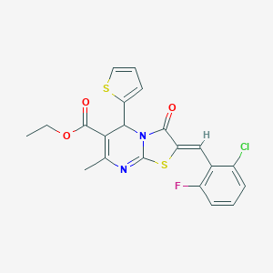 ethyl (2Z)-2-[(2-chloro-6-fluorophenyl)methylidene]-7-methyl-3-oxo-5-thiophen-2-yl-5H-[1,3]thiazolo[3,2-a]pyrimidine-6-carboxylate