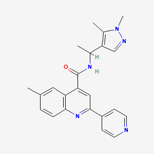 molecular formula C23H23N5O B4161783 N-[1-(1,5-dimethyl-1H-pyrazol-4-yl)ethyl]-6-methyl-2-(pyridin-4-yl)quinoline-4-carboxamide 