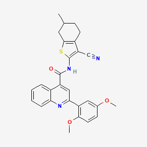 molecular formula C28H25N3O3S B4161807 N-(3-cyano-6-methyl-4,5,6,7-tetrahydro-1-benzothien-2-yl)-2-(2,5-dimethoxyphenyl)-4-quinolinecarboxamide 