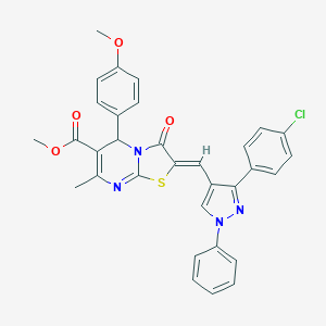 methyl (2Z)-2-{[3-(4-chlorophenyl)-1-phenyl-1H-pyrazol-4-yl]methylidene}-5-(4-methoxyphenyl)-7-methyl-3-oxo-2,3-dihydro-5H-[1,3]thiazolo[3,2-a]pyrimidine-6-carboxylate