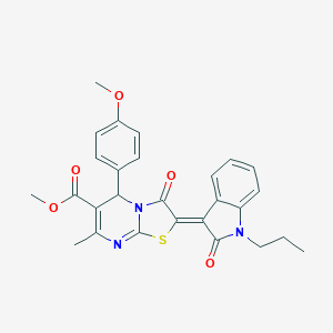 methyl (2Z)-5-(4-methoxyphenyl)-7-methyl-3-oxo-2-(2-oxo-1-propylindol-3-ylidene)-5H-[1,3]thiazolo[3,2-a]pyrimidine-6-carboxylate