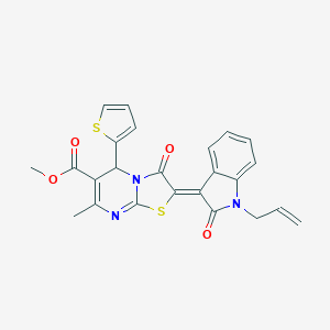 methyl (2Z)-7-methyl-3-oxo-2-(2-oxo-1-prop-2-enylindol-3-ylidene)-5-thiophen-2-yl-5H-[1,3]thiazolo[3,2-a]pyrimidine-6-carboxylate