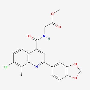 molecular formula C21H17ClN2O5 B4161968 METHYL 2-{[2-(2H-1,3-BENZODIOXOL-5-YL)-7-CHLORO-8-METHYLQUINOLIN-4-YL]FORMAMIDO}ACETATE 