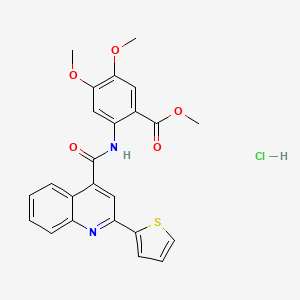 molecular formula C24H21ClN2O5S B4162118 Methyl 4,5-dimethoxy-2-[(2-thiophen-2-ylquinoline-4-carbonyl)amino]benzoate;hydrochloride 