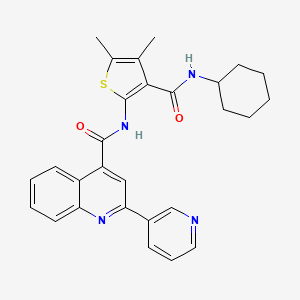molecular formula C28H28N4O2S B4162153 N-[3-(cyclohexylcarbamoyl)-4,5-dimethylthiophen-2-yl]-2-pyridin-3-ylquinoline-4-carboxamide 