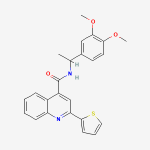 molecular formula C24H22N2O3S B4162200 N-[1-(3,4-dimethoxyphenyl)ethyl]-2-(thiophen-2-yl)quinoline-4-carboxamide 