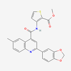 molecular formula C24H18N2O5S B4162261 METHYL 3-[2-(2H-1,3-BENZODIOXOL-5-YL)-6-METHYLQUINOLINE-4-AMIDO]THIOPHENE-2-CARBOXYLATE 