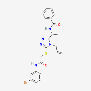 molecular formula C22H22BrN5O2S B4162616 N-{1-[5-({2-[(3-bromophenyl)amino]-2-oxoethyl}sulfanyl)-4-(prop-2-en-1-yl)-4H-1,2,4-triazol-3-yl]ethyl}benzamide 