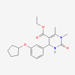 molecular formula C20H26N2O4 B4162753 Ethyl 6-(3-cyclopentyloxyphenyl)-3,4-dimethyl-2-oxo-1,6-dihydropyrimidine-5-carboxylate 