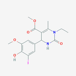 molecular formula C16H19IN2O5 B4162777 Methyl 3-ethyl-6-(4-hydroxy-3-iodo-5-methoxyphenyl)-4-methyl-2-oxo-1,6-dihydropyrimidine-5-carboxylate 