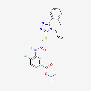 molecular formula C24H25ClN4O3S B4162786 Propan-2-yl 4-chloro-3-[[2-[[5-(2-methylphenyl)-4-prop-2-enyl-1,2,4-triazol-3-yl]sulfanyl]acetyl]amino]benzoate 