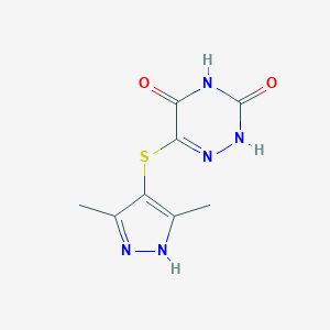 molecular formula C8H9N5O2S B416298 6-(3,5-Dimethyl-1H-pyrazol-4-ylsulfanyl)-2H-[1,2,4]triazine-3,5-dione CAS No. 292161-38-7
