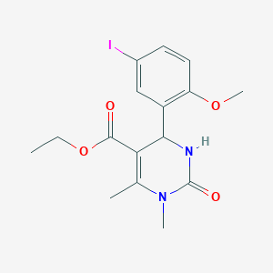molecular formula C16H19IN2O4 B4162996 Ethyl 6-(5-iodo-2-methoxyphenyl)-3,4-dimethyl-2-oxo-1,6-dihydropyrimidine-5-carboxylate 