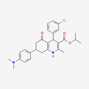 molecular formula C28H31ClN2O3 B4163073 Propan-2-yl 4-(3-chlorophenyl)-7-[4-(dimethylamino)phenyl]-2-methyl-5-oxo-1,4,5,6,7,8-hexahydroquinoline-3-carboxylate 