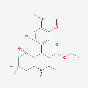 molecular formula C23H28BrNO5 B416308 Ethyl 4-(2-bromo-4,5-dimethoxyphenyl)-2,7,7-trimethyl-5-oxo-1,4,5,6,7,8-hexahydroquinoline-3-carboxylate 
