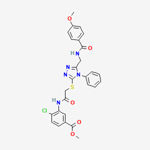 molecular formula C27H24ClN5O5S B4163086 Methyl 4-chloro-3-[[2-[[5-[[(4-methoxybenzoyl)amino]methyl]-4-phenyl-1,2,4-triazol-3-yl]sulfanyl]acetyl]amino]benzoate 