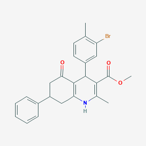 molecular formula C25H24BrNO3 B4163103 Methyl 4-(3-bromo-4-methylphenyl)-2-methyl-5-oxo-7-phenyl-1,4,5,6,7,8-hexahydroquinoline-3-carboxylate 