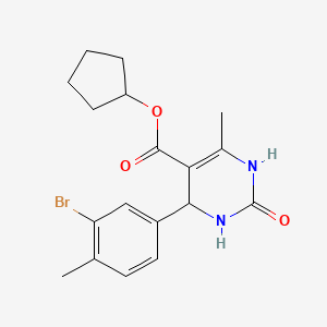 molecular formula C18H21BrN2O3 B4163111 Cyclopentyl 4-(3-bromo-4-methylphenyl)-6-methyl-2-oxo-1,2,3,4-tetrahydropyrimidine-5-carboxylate 