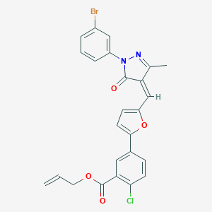 molecular formula C25H18BrClN2O4 B416312 allyl 5-(5-{[1-(3-bromophenyl)-3-methyl-5-oxo-1,5-dihydro-4H-pyrazol-4-ylidene]methyl}-2-furyl)-2-chlorobenzoate 