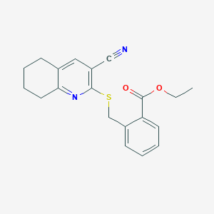 molecular formula C20H20N2O2S B416322 Ethyl 2-{[(3-cyano-5,6,7,8-tetrahydro-2-quinolinyl)sulfanyl]methyl}benzoate 