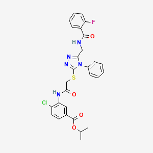 molecular formula C28H25ClFN5O4S B4163316 Propan-2-yl 4-chloro-3-[[2-[[5-[[(2-fluorobenzoyl)amino]methyl]-4-phenyl-1,2,4-triazol-3-yl]sulfanyl]acetyl]amino]benzoate 