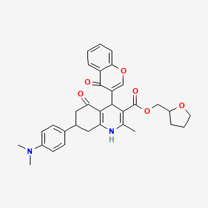molecular formula C33H34N2O6 B4163325 tetrahydrofuran-2-ylmethyl 7-[4-(dimethylamino)phenyl]-2-methyl-5-oxo-4-(4-oxo-4H-chromen-3-yl)-1,4,5,6,7,8-hexahydroquinoline-3-carboxylate 