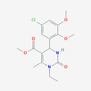 molecular formula C17H21ClN2O5 B4163358 Methyl 6-(5-chloro-2,3-dimethoxyphenyl)-3-ethyl-4-methyl-2-oxo-1,6-dihydropyrimidine-5-carboxylate 
