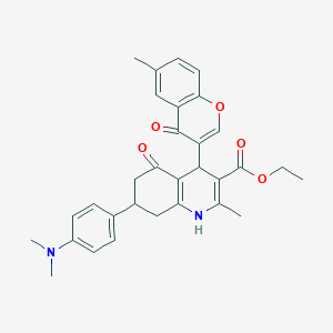 molecular formula C31H32N2O5 B4163363 ethyl 7-[4-(dimethylamino)phenyl]-2-methyl-4-(6-methyl-4-oxo-4H-chromen-3-yl)-5-oxo-1,4,5,6,7,8-hexahydroquinoline-3-carboxylate 
