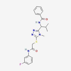 molecular formula C22H24FN5O2S B4163425 N-{1-[5-({2-[(3-fluorophenyl)amino]-2-oxoethyl}sulfanyl)-4-methyl-4H-1,2,4-triazol-3-yl]-2-methylpropyl}benzamide 