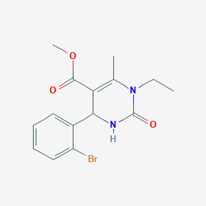 molecular formula C15H17BrN2O3 B4163508 Methyl 6-(2-bromophenyl)-3-ethyl-4-methyl-2-oxo-1,6-dihydropyrimidine-5-carboxylate 