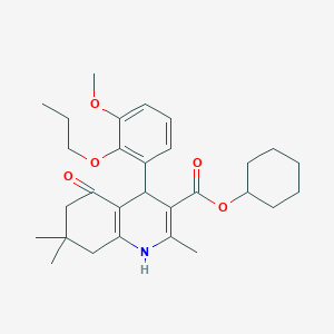 molecular formula C29H39NO5 B4163680 Cyclohexyl 4-(3-methoxy-2-propoxyphenyl)-2,7,7-trimethyl-5-oxo-1,4,5,6,7,8-hexahydroquinoline-3-carboxylate 