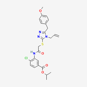 molecular formula C25H27ClN4O4S B4163681 propan-2-yl 4-chloro-3-[({[5-(4-methoxybenzyl)-4-(prop-2-en-1-yl)-4H-1,2,4-triazol-3-yl]sulfanyl}acetyl)amino]benzoate 