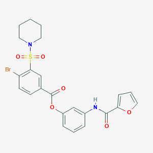 molecular formula C23H21BrN2O6S B416382 [3-(furan-2-carbonylamino)phenyl] 4-bromo-3-piperidin-1-ylsulfonylbenzoate 