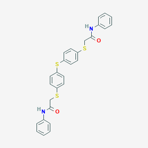 molecular formula C28H24N2O2S3 B416388 2-{[4-({4-[(2-anilino-2-oxoethyl)sulfanyl]phenyl}sulfanyl)phenyl]sulfanyl}-N-phenylacetamide 