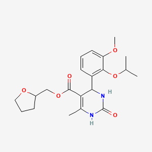 molecular formula C21H28N2O6 B4163893 Tetrahydrofuran-2-ylmethyl 4-[3-methoxy-2-(propan-2-yloxy)phenyl]-6-methyl-2-oxo-1,2,3,4-tetrahydropyrimidine-5-carboxylate 