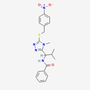 molecular formula C21H23N5O3S B4163899 N-[2-methyl-1-[4-methyl-5-[(4-nitrophenyl)methylsulfanyl]-1,2,4-triazol-3-yl]propyl]benzamide 