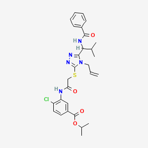 molecular formula C28H32ClN5O4S B4163936 propan-2-yl 4-chloro-3-[({[5-{2-methyl-1-[(phenylcarbonyl)amino]propyl}-4-(prop-2-en-1-yl)-4H-1,2,4-triazol-3-yl]sulfanyl}acetyl)amino]benzoate 