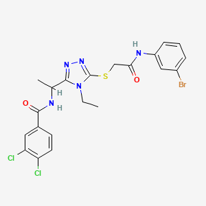 molecular formula C21H20BrCl2N5O2S B4163981 N-{1-[5-({2-[(3-bromophenyl)amino]-2-oxoethyl}sulfanyl)-4-ethyl-4H-1,2,4-triazol-3-yl]ethyl}-3,4-dichlorobenzamide 