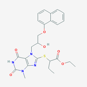 molecular formula C25H28N4O6S B416400 Ethyl 2-[7-(2-hydroxy-3-naphthalen-1-yloxypropyl)-3-methyl-2,6-dioxopurin-8-yl]sulfanylbutanoate CAS No. 332149-77-6