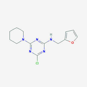 molecular formula C13H16ClN5O B416404 N-[4-chloro-6-(1-piperidinyl)-1,3,5-triazin-2-yl]-N-(2-furylmethyl)amine 