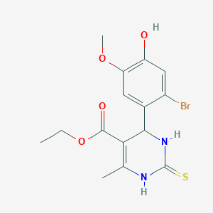 molecular formula C15H17BrN2O4S B4164053 ethyl 4-(2-bromo-4-hydroxy-5-methoxyphenyl)-6-methyl-2-sulfanylidene-3,4-dihydro-1H-pyrimidine-5-carboxylate 