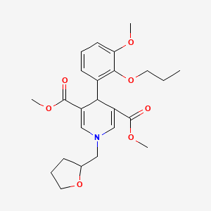 molecular formula C24H31NO7 B4164123 Dimethyl 4-(3-methoxy-2-propoxyphenyl)-1-(tetrahydrofuran-2-ylmethyl)-1,4-dihydropyridine-3,5-dicarboxylate 