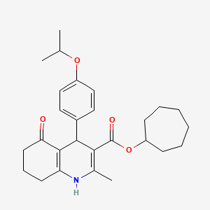 molecular formula C27H35NO4 B4164179 Cycloheptyl 2-methyl-5-oxo-4-[4-(propan-2-yloxy)phenyl]-1,4,5,6,7,8-hexahydroquinoline-3-carboxylate 