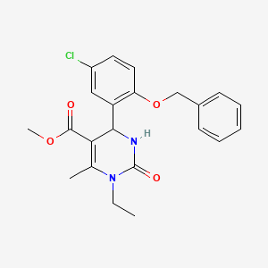 molecular formula C22H23ClN2O4 B4164189 Methyl 6-(5-chloro-2-phenylmethoxyphenyl)-3-ethyl-4-methyl-2-oxo-1,6-dihydropyrimidine-5-carboxylate 