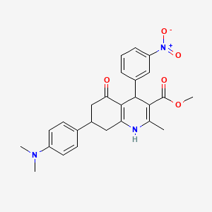molecular formula C26H27N3O5 B4164216 Methyl 7-[4-(dimethylamino)phenyl]-2-methyl-4-(3-nitrophenyl)-5-oxo-1,4,5,6,7,8-hexahydroquinoline-3-carboxylate 