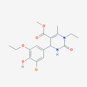 molecular formula C17H21BrN2O5 B4164220 Methyl 6-(3-bromo-5-ethoxy-4-hydroxyphenyl)-3-ethyl-4-methyl-2-oxo-1,6-dihydropyrimidine-5-carboxylate 