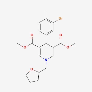 molecular formula C21H24BrNO5 B4164239 Dimethyl 4-(3-bromo-4-methylphenyl)-1-(tetrahydrofuran-2-ylmethyl)-1,4-dihydropyridine-3,5-dicarboxylate 