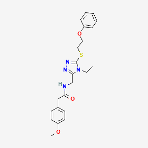 molecular formula C22H26N4O3S B4164261 N-({4-ethyl-5-[(2-phenoxyethyl)sulfanyl]-4H-1,2,4-triazol-3-yl}methyl)-2-(4-methoxyphenyl)acetamide 