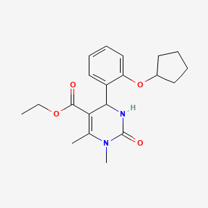 molecular formula C20H26N2O4 B4164310 Ethyl 6-(2-cyclopentyloxyphenyl)-3,4-dimethyl-2-oxo-1,6-dihydropyrimidine-5-carboxylate 