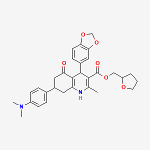 molecular formula C31H34N2O6 B4164365 Tetrahydrofuran-2-ylmethyl 4-(1,3-benzodioxol-5-yl)-7-[4-(dimethylamino)phenyl]-2-methyl-5-oxo-1,4,5,6,7,8-hexahydroquinoline-3-carboxylate 